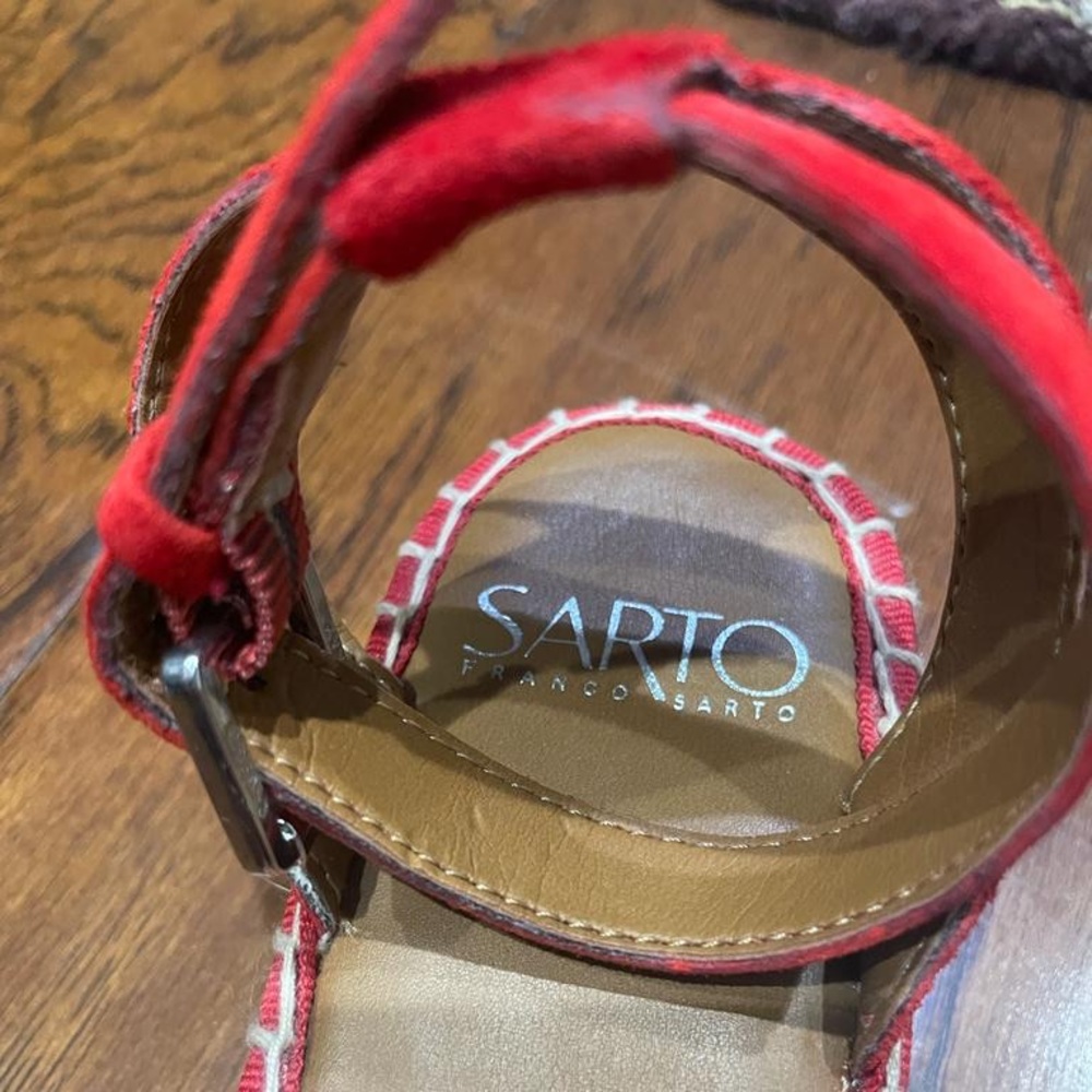 Franco Sarto Red Suede Espadrilles Size 4 - image 4